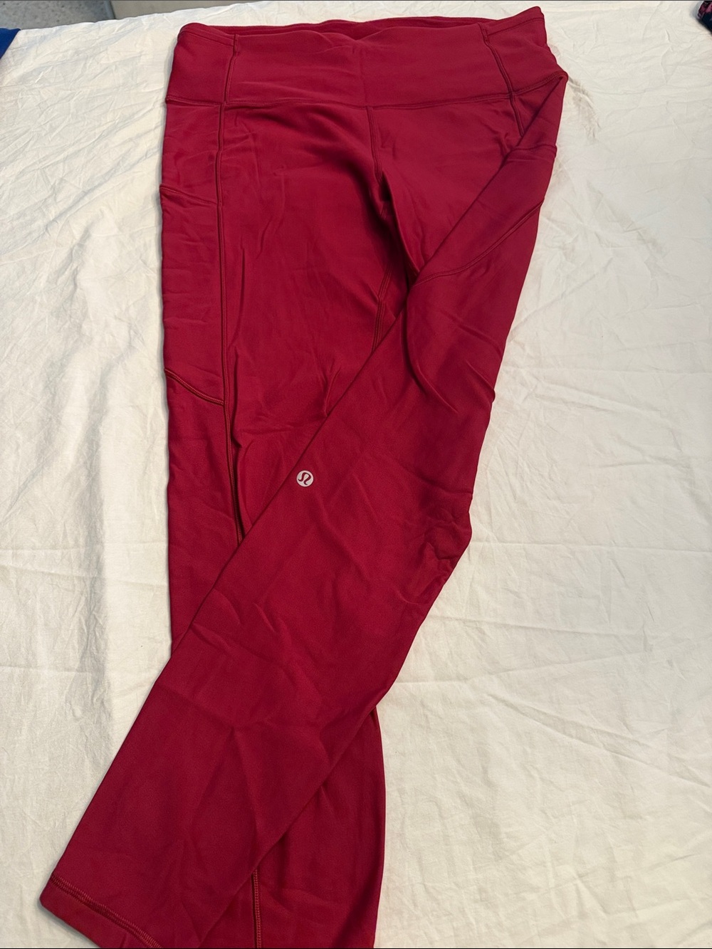lululemon athletica Fleeced lined Berry Performance Leggings 5 pocket
